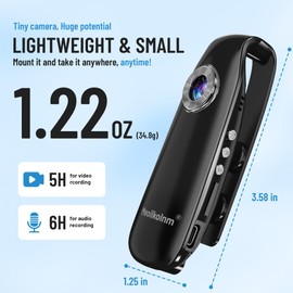 Meoilkolnm Mini Body Camera with Audio and Video Recording 1080P 64GB Motion Detection Video Recorder Wearable POV Camcorder with Magnetic Pocket Portable DV for Cycling,Pets,Walking,Travaling