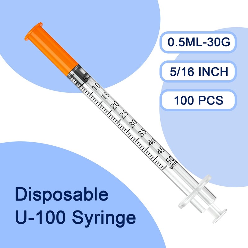 0.5ml 5/16" 30G Syringes, Disposable Individual Packaging - 100Pcs
