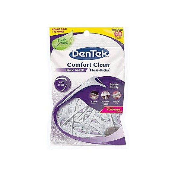 DenTek Comfort Clean Flossers for Back Teeth 60 Count (Pack of 1)