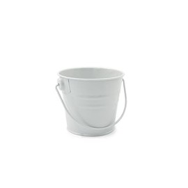3.54" Tall Small Metal Bucket with Handle (White)