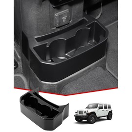 JeCar Backseat Cup Holder Floor Console Mounted Drink Holder Rear Storage Organizer Interior Accessories Compatible with Jeep Wrangler 2018-2023 JL JLU & JT Truck