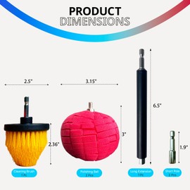 Noyfemr Drill Bit Cone Polisher, Metal Polishing Tool, Car Wheel Polishing Sponge, Polishing Pad, Polishing Ball, with Hand-Held Extension Bracket, Suitable for Household Standard Hand Drill