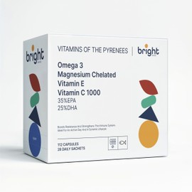 Vitamin C + Omega-3 + Magnesium + Vitamin E – High Doses, 100% Natural | Bright Naturo | 28 Daily Sachets