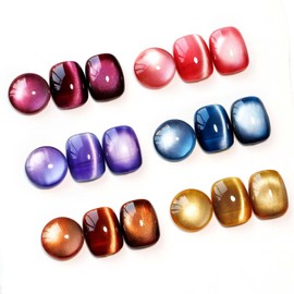 MIZHSE Cat Eye Gel Nail Polish Set 6 Colors Winter Colorful Ceramic Magnetic Gel Nail Polish with Magnet Stick Trendy Salon Gel French Gel Polish Kit Gift Set DIY at Home