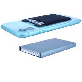 BOHONG 2PCS / Pop Up Credit Card Holder RFID Blocking Card Case Aluminum Slim Card Wallet Business Cards Case for men-1pc & Money Pocket Money Holder-1pc, Silvery grev, Small, Pop Up Slim Card Wallet