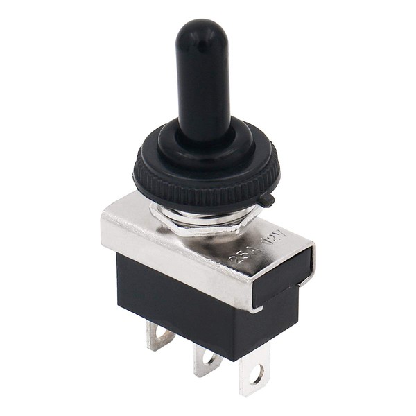 Baomain Car Toggle switch SPDT Latching (Maintained) ON-OFF-ON 3 Pin 3 Position 12V/25A with waterproof cover for Auto Car