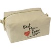 'Best Mum Ever with Red Heart' Canvas Wash Bag/Makeup Case