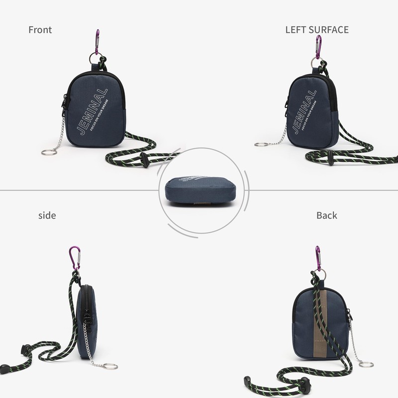 JEMINAL Nylon Double Zipper Coin Wallet with Belt Loop &