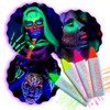 4 Crayones Neón Fluorescentes Maquillaje Glow Luz Negra Uv Pintura