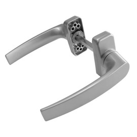 Sivenci Aluminium Door Handle Set | Rosette Handle | Rectangular Sign | 8mm Square | Reversible Crank | Painted Silver