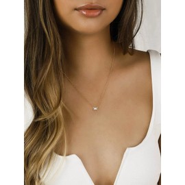 KristLand Women Necklace 925 Sterling Silver Gold Plated Solitaire Pendant Cubic Zirconia Jewelry/Birthday Gifts for Ladies Girl Silver