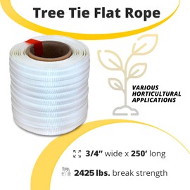 White Tree Tie Webbing Strap 3/4" x 250' - Heavy Duty Tree Straps for Staking, Guying, Securing & Outdoor Use - Garden Ties Webbing Flat Rope for Heavy Plants & Trees Support by IDL Packaging