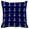 Leaveland Navy Blue and White Anchor Nautical Theme 18x18 Inch