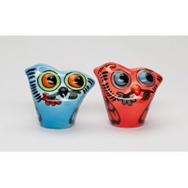 Fine Ceramic Modern Contemporary Owl Salt & Pepper Shakers Set, 2-5/8" L