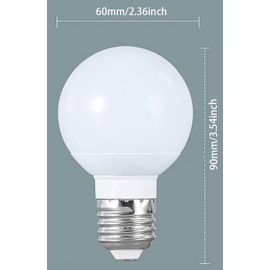 E26 Globe LED Light Bulb G19/G60 6W Vanity Light Bulb(50W Equivalent) Round Makeup Mirror Light for Bathroom Light Bulb Droplight Floor Lamp Decorative Lamp E26 Base 3000K Warm White AC85-265V 4 Pack