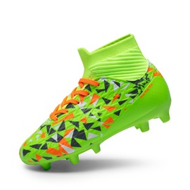 DREAM PAIRS Boys Football Cleats Youth High Top Firm Ground Soccer Shoes for Little/Big Kids,Size 5 Big Kid,Neon Green,SDSO2402K