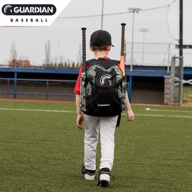 Guardian Rookie Baseball BackPack for Boys or Girls - Bat Pack Bag For Kids External Helmet Storage - Holds Two Bats - Army Camo