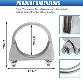 UHANBUT 3 Inch U-Bolt Exhaust Clamp, Rustproof Galvanized Iron Silencer Exhaust Clip, Universal Heavy Duty Saddle Style Muffer Exhaust Clamp Hanger for Pipes (76mm/3inch)