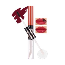 2 In 1 Peel Off Lip Stain Oil Combo, Dual Ended Waterproof Long Lasting Tattoo Lipliner with Clear Lip Gloss, Transfer-Proof and Non Sticky Peel Off Lips Tint Stain, Mirror Finish Lipstick-05 Sweet
