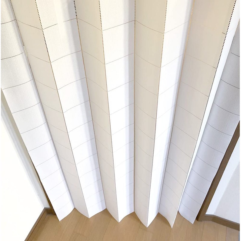 Flameproof Treatment, Accordion Curtain, Solid, White, Room Divider, Noren, Long