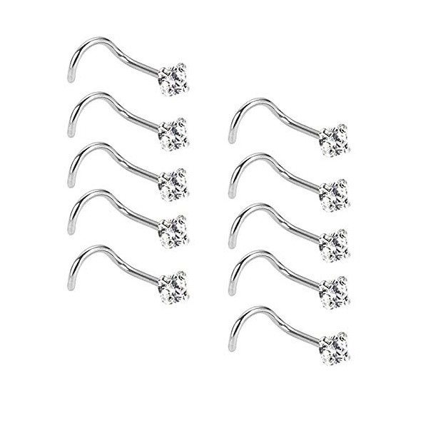 Liuxn 20 Gauge 10 Pieces inless Steel Nose Screw Curved