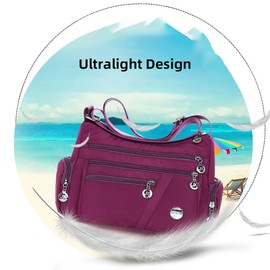 Mudono Crossbody Bag for Women Nylon Shoulder Purse Roomy Large Capacity Travel Purse Lightweight Messenger Satchel, Dark Blue, Casual