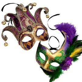 MASQSTUDIO Couples Masquerade Mask Jolly Jester Cosplay Mardi Gras Prom Dance Birthday Party Wear or Deco (Mardi Gras)