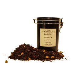 Christmas Tea Gift Caddy Mulled Spice 100g Airseal Black Loose Leaf TeaCakes of Yorkshire