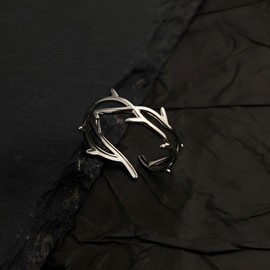 Naturepernulo Silver Thorn Ring for Men Women Adjustable Gold Crown of Thorns Band Ring for Couple Irregular Branch Valentine's Day Rings (Silver A)