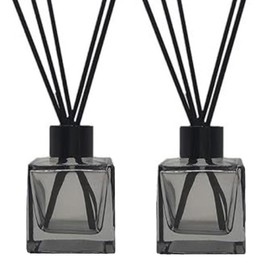 2PCS 50ml/1.7oz Glass Diffusers Bottle Diffuser Jar Empty Small Square-Shaped Glass Fragrance Bottle Container Fragrance Accessories Use for DIY Replacement Reed Diffuser Sticks Decor (Grey)