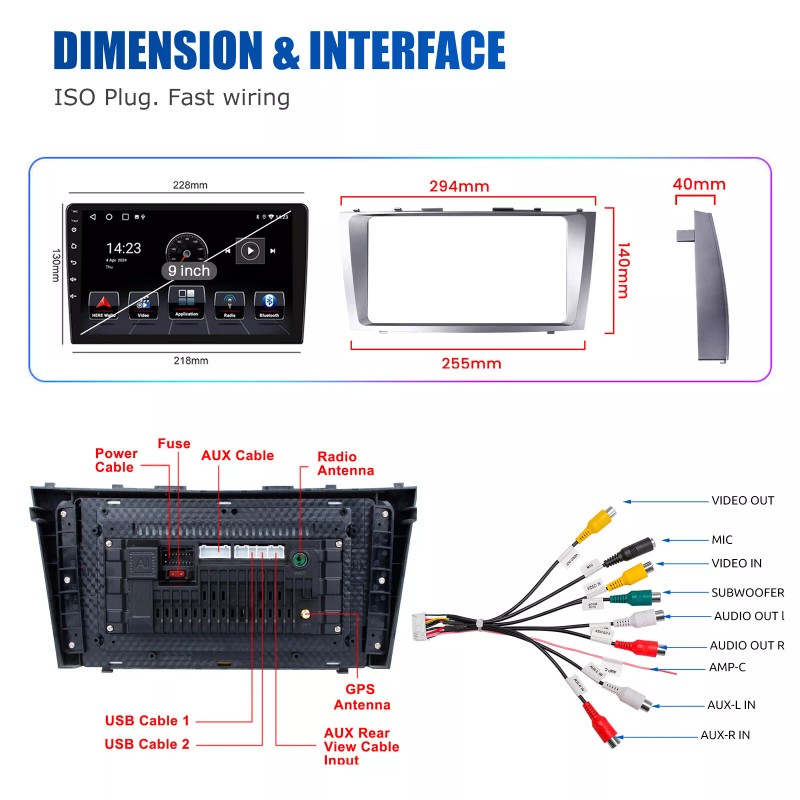ESSGOO For Toyota Camry 2007-2011 Android 13 Bluetooth Car Stereo