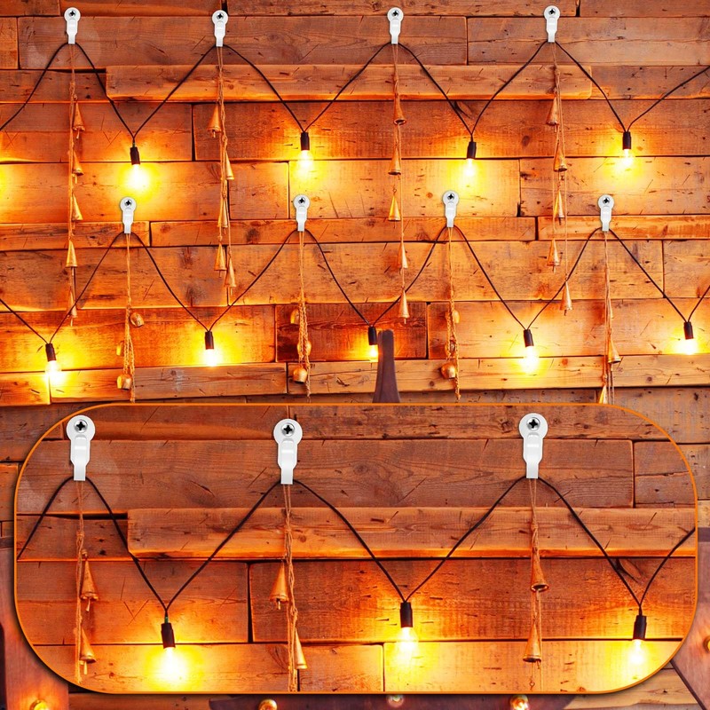 HiGift 36 Pack Light Hanger Hooks, White Stainless Steel Screw