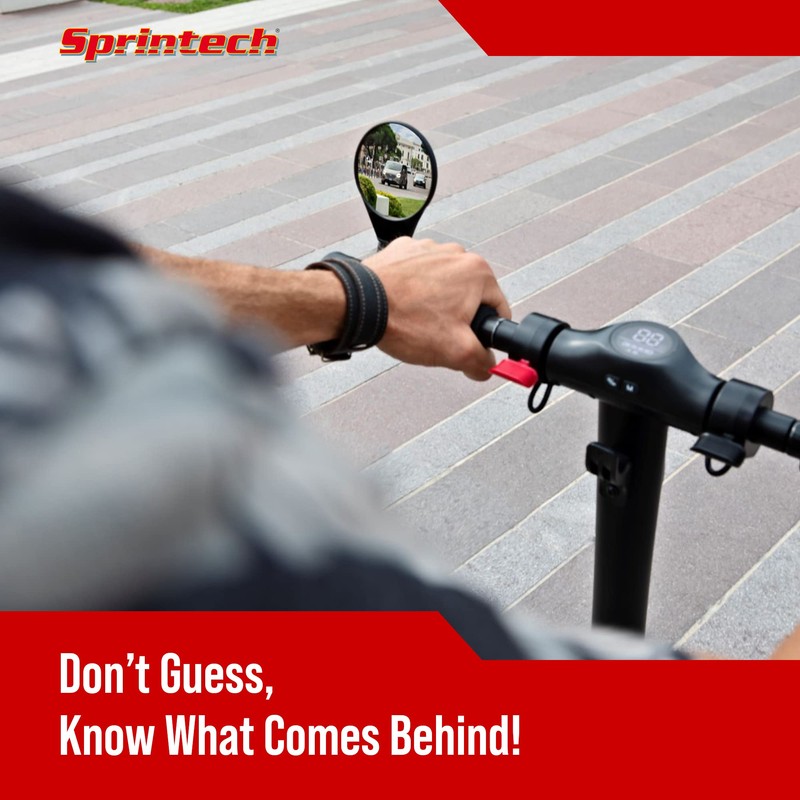 Sprintech Compact Adustable Rear-View Bicycle Mirror - P016 (Black, E-Bike)