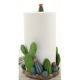 The Bridge Collection Flowering Cactus Paper Towel Holder - Cactus Kitchen Items - Paper Towel Holder for Beach, Western, or Desert Decor