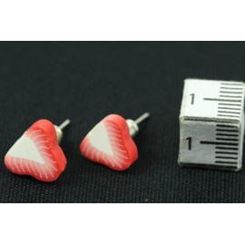 Miniblings Strawberry Stud Earrings Strawberry Fruit Red White Handmade Fashion Jewellery I Earrings Stud Earrings, polymer clay