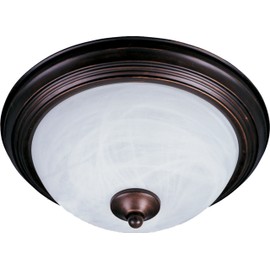 Maxim 5849MROI Essentials Marble Glass Round Flush Mount, 2-Light 120 Total Watts, 6"H x 12"W, Oil Rubbed Bronze