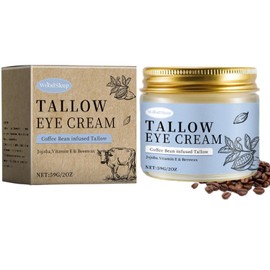 Coffee Beef Tallow Eye Cream for Dark Circles, Beef Tallow for Skin Caffeine Eye Cream, Organic Grass Fed Beef Tallow Eye Treatment Reduce Puffiness Anti-Aging Under Eye Cream