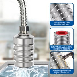 Float Valve, Automatic Water Level Control Stainless Steel Water Level Control Valve 3/4 Inch Float Switch for Tank Swimming Pool Adjustment Tower