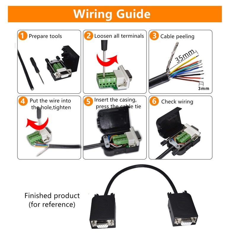Oiyagai DB9 D-SUB RS232 VGA Adapter 9-Pin Signal Terminal Breakout