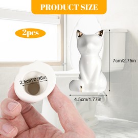 2pcs Cat Shape Toilet Screw Cover Caps White Toilet Bolt Caps Ceramic Toilet Bolt Covers Toilet Sea Turtle Replacement Parts Decorative Bathroom Accessory