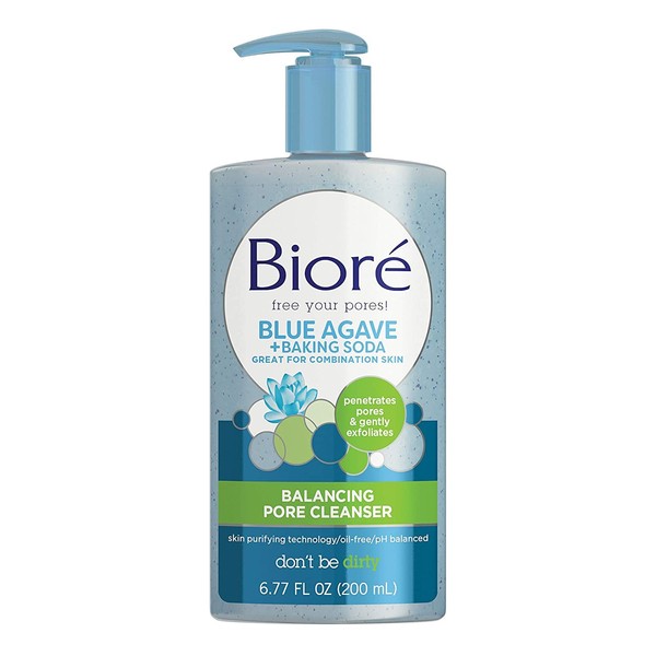 Biore Blue Agave Baking Soda Pore Cleanser, 6.77 Fluid Ounce (Pack of 3)