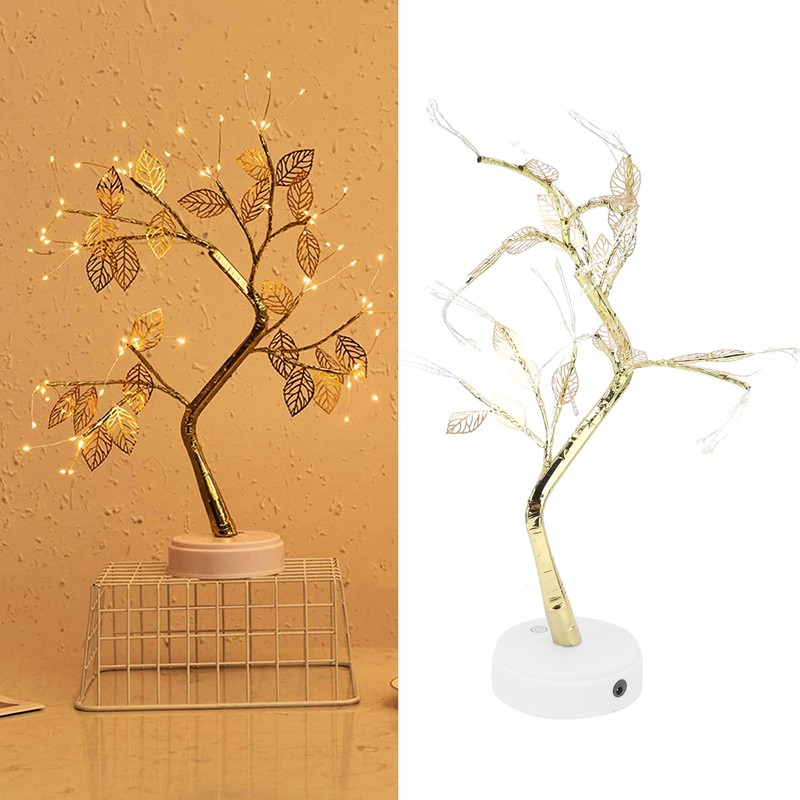 Night Light 72LEDs Artificial Leaf Bonsai LED Copper Wire Lamp