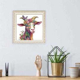 Eiflow Diamond Art Kit for Adult Goat, DIY Diamonds Painting Kit Animal Round Full Drill(14x14inch/35x35cm)