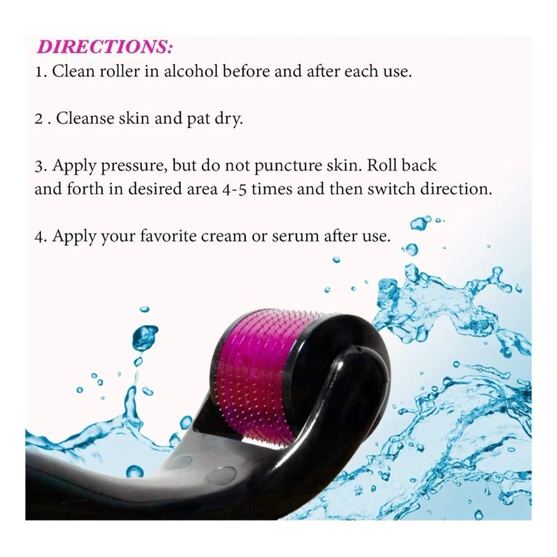 1 Derma Roller 0.5 Mm Facial Cabello Barba + Rodillo