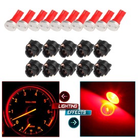 cciyu 10x High Power T5 73 74 Wedge Instrument Cluster Speedometer LED Light Bulbs Red + 10x Twist Sockets 17 37 70 Instrument Panel Cluster Plug Lamp Dash Light Bulb T5