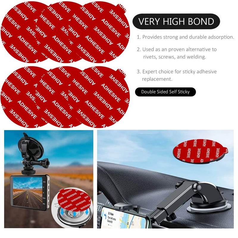 PKYAA Dashboard Pad Mounting Disk Sticky Adhesive Replacement Kit, 6pcs