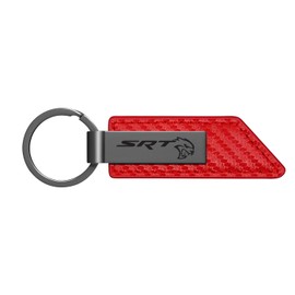 iPick Image for Dodge SRT Hellcat Red Leather Carbon Fiber Texture Strap Gunmetal Metal Bar Printed Logo Key Chain