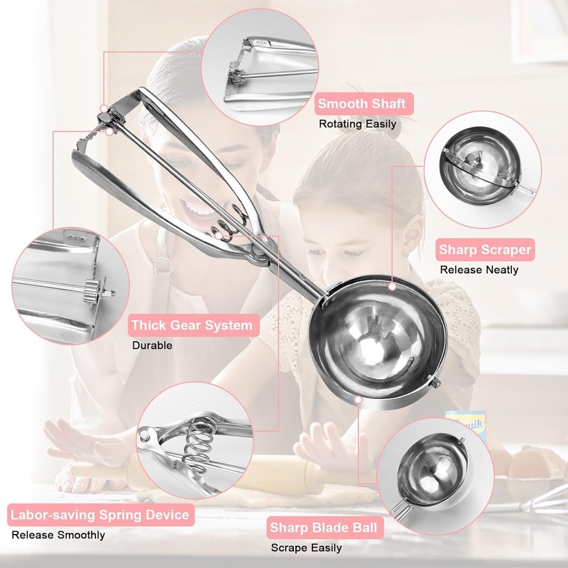 MEETOZ 3PCS Ice Cream Scoop, Premium Cookie Scoop Set, Small/Medium/Large