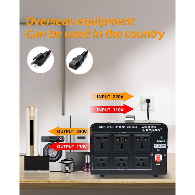 LVYUAN 3000 Watt Voltage Converter Transformer Heavy Duty Step Up/Down