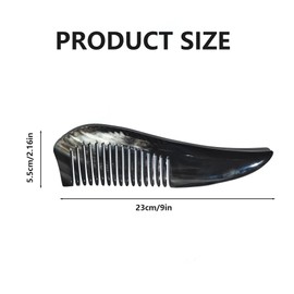 Horn Massage Comb,Pocket Comb Hair Massaging Comb Anti- Static Hair Smoothing Comb Handmade Comb(black) (Black flower)